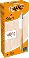 Bic Colours Wood Style, 4-kleurenbalpen, medium, klassieke inktkleuren