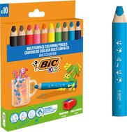 Bic Kids kleurpotlood Multisurface, assorti, etui van 10 stuks + slijper