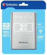 Verbatim harde schijf 3.0 Store &#039;n&#039; Go, 2 TB, zilver