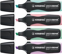 STABILO GREENBOSS PASTEL markeerstift, blister van 4 stuks in geassorteerde kleuren