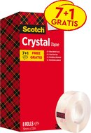 Scotch plakband Crysal Tape, ft 19 mm x 33m, 1 x value pack met 8 rollen waarvan 1 gratis