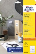 Avery Zweckform vierkante etiketten, 35 x 35 mm, wit, permanent klevend, 350 etiketten, 10 vellen