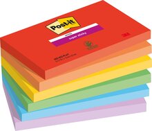 Post-it Super Sticky notes Playful, 90 vel, ft 76 x 127 mm, geassorteerde kleuren, pak van 6 blokken