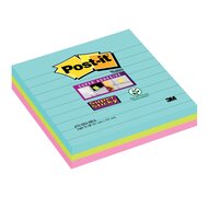 Post-it Super Sticky notes XL Cosmic, 70 vel, ft 101 x 101 mm, gelijnd, geassorteerde kleuren, pak van 3