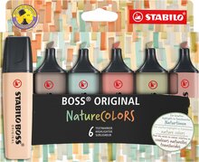 STABILO BOSS ORIGINAL NatureCOLORS markeerstift, etui van 6 stuks, assorti