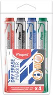 Maped whiteboardmarker Jumbo, beitelvormige punt, etui van 4 stuks in geassorteerde kleuren