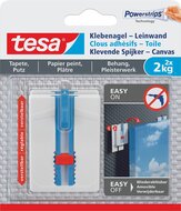 Tesa Klevende Spijker Canvas, draagkracht 2 kg, behang en pleisterwerk, wit, 2 spijkers en 6 strips