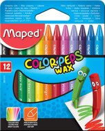 Maped waskrijt Color&#039;Peps Wax, doos van 12 stuks in geassorteerde kleuren