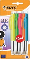 Bic balpen M10 Original Ultracolours, blister van 10 + 4 gratis