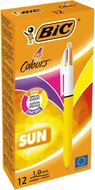 Bic Colours Sun 4-kleurenbalpen, medium, fashion inktkleuren, lichaam geel