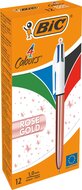 Bic balpen 4 Colour Shine, ros&eacute; goud, doos van 12 stuk