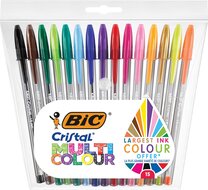 Bic balpen Cristal Multicolour, etui van 15 stuks in geassorteerde kleuren