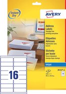 Avery J8162-10 adresetiketten ft 99,1 x 33,9 mm (b x h), 160 etiketten, wit