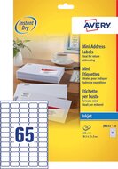 Avery J8651-10 mini etiketten ft 38,1 x 21,2 mm (b x h), 650 etiketten, wit