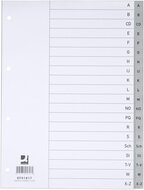 Q-CONNECT tabbladen, A4, PP, 4-gaatsperforatie, met indexblad, set van A-Z, 20 tabs, grijs