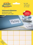 Avery Zweckform 3318 mini etiketten ft 22 x 18 mm (b x h), 1.200 etiketten, wit