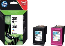 HP inktcartridge 301, 165-190 pagina&#039;s, OEM N9J72AE, 1x zwart en 1 x 3 kleuren