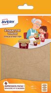 Avery Family ovale etiketten, ft 4 x 9 cm, kraft, ophangbare etui met 18 etiketten