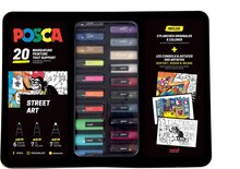 Posca paintmarkers, metalen doos van 20 stuks, in geassorteerde kleuren, ontwerp Street art