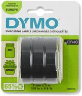 Dymo D3 tape 9 mm, wit op zwart, blister van 3 stuks