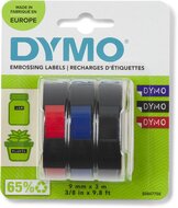 Dymo D3 tape 9 mm, geassorteerde kleuren, blister van 3 stuks