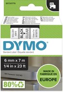 Dymo D1 tape 6 mm, zwart op transparant