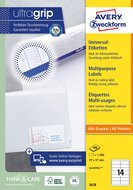 Avery Zweckform 3678, Universele etiketten, Ultragrip, wit, 100 vel, 14 per vel, ft 97 x 37 mm