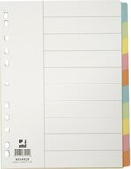 Q-CONNECT tabbladen, A4, karton, 11-gaatsperforatie, 10 tabs, geassorteerde kleuren