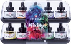 Talens Ecoline waterverf flacon van 30 ml, set van 10 flacons in geassorteerde kleuren Talens Ecoline waterverf flacon van 30 ml, set van 10 flacons in geassorteerde kleuren
