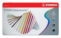 STABILOaquacolor kleurpotlood, metalen doos van 36 stuks in geassorteerde kleuren STABILOaquacolor kleurpotlood, metalen doos van 36 stuks in geassorteerde kleuren