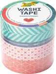 Folia washi tape geometrie, pak met 4 stuks in geassorteerde kleuren Folia washi tape geometrie, pak met 4 stuks in geassorteerde kleuren