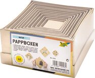 Folia dozen voor decoratie, vierkant, uit karton, pak van 12 stuks in geassorteerde maten, bruin Folia dozen voor decoratie, vierkant, uit karton, pak van 12 stuks in geassorteerde maten, bruin