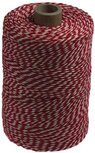 Katoentouw, rood-wit, klos van 200 g, ongeveer 250 m Katoentouw, rood-wit, klos van 200 g, ongeveer 250 m