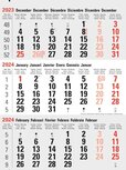 3-maandkalender Classic grijs, 2024 3-maandkalender Classic grijs, 2024