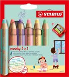 STABILO woody 3in1 kleurpotlood, etui van 6 stuks in pastel kleuren STABILO woody 3in1 kleurpotlood, etui van 6 stuks in pastel kleuren