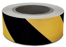 Waarschuwingstape, ft 50 mm x 66 m, zwart/geel Waarschuwingstape, ft 50 mm x 66 m, zwart/geel