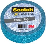Scotch Expressions glitter tape, 15 mm x 5 m, blauw Scotch Expressions glitter tape, 15 mm x 5 m, blauw