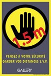 Gallery sticker, waarschuwing; houd 1,5 meter afstand, ft A5, Frans Gallery sticker, waarschuwing; houd 1,5 meter afstand, ft A5, Frans