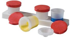 Antiknoeipot voor verf set van 4 potjes van 320 ml met rood deksel Antiknoeipot voor verf set van 4 potjes van 320 ml met rood deksel