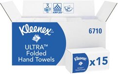 Kleenex papieren vouwhandoeken, Ultra Super Soft, 3-laags, 96 vellen, pak van 15 stuks Kleenex papieren vouwhandoeken, Ultra Super Soft, 3-laags, 96 vellen, pak van 15 stuks