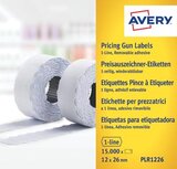 Avery PLR1226 etiketten voor prijstang afneembaar, ft 12 x 26 mm, 15 000 etiketten, wit Avery PLR1226 etiketten voor prijstang afneembaar, ft 12 x 26 mm, 15 000 etiketten, wit