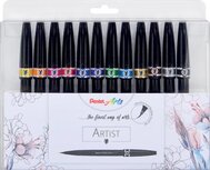 Pentel brushpen Artist, kartonnen etui met 12 stuks in geassorteerde kleuren Pentel brushpen Artist, kartonnen etui met 12 stuks in geassorteerde kleuren