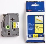 Brother TZe tape voor P-Touch 12 mm, zwart op geel Brother TZe tape voor P-Touch 12 mm, zwart op geel