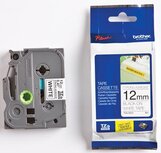 Brother TZe tape voor P-Touch 12 mm, zwart op wit, extra klevend Brother TZe tape voor P-Touch 12 mm, zwart op wit, extra klevend