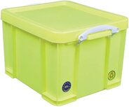 Really Useful Box opbergdoos 35 liter, neongeel met witte handvaten Really Useful Box opbergdoos 35 liter, neongeel met witte handvaten
