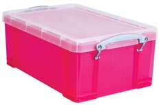 Really Useful Box opbergdoos 9 liter, transparant felroze Really Useful Box opbergdoos 9 liter, transparant felroze
