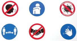 Veiligheidssticker, 6 pictogrammen met omgangsregels, ft 100 x 50 cm Veiligheidssticker, 6 pictogrammen met omgangsregels, ft 100 x 50 cm