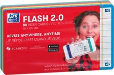 Oxford Flash 2.0 flashcard starterkit, gelijnd, A7, assorti, pak van 80 vel Oxford Flash 2.0 flashcard starterkit, gelijnd, A7, assorti, pak van 80 vel