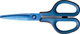 Plus FitCut Curve PREMIUM schaar, 17,5 cm, titanium bladen, blauw, op blister Plus FitCut Curve PREMIUM schaar, 17,5 cm, titanium bladen, blauw, op blister