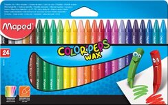Maped waskrijt Color'Peps Wax, doos van 24 stuks in geassorteerde kleuren Maped waskrijt Color'Peps Wax, doos van 24 stuks in geassorteerde kleuren